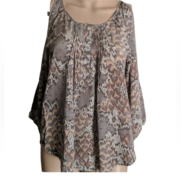 Anthropologie Heartloom 100% Silk Cold Shoulder Top Size XS - Picture 1 of 13